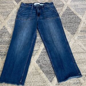 Stylish Dark Blue Wide-Leg Jeans